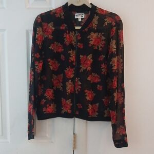 Floral Black and Red Women's Top